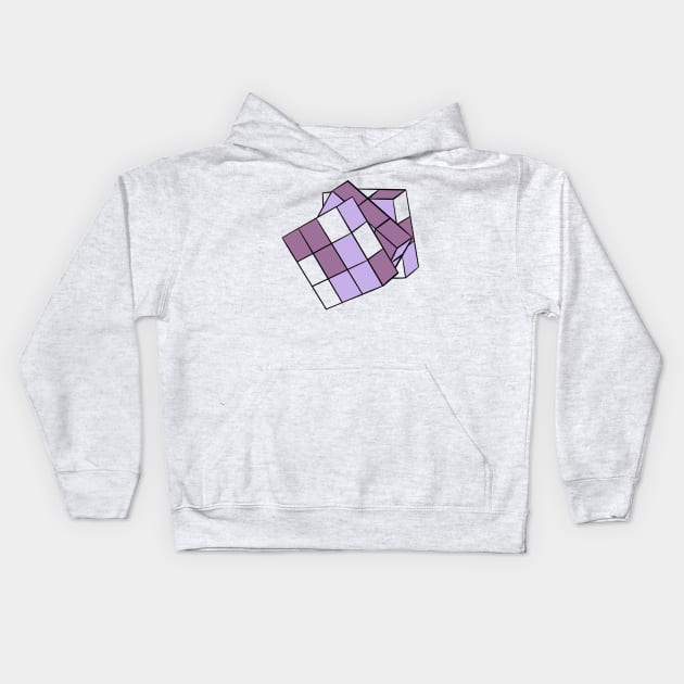 Purple Rubik’s cube illustration Kids Hoodie by Lshvsk